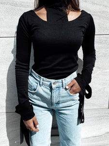 Black High-Neck Top